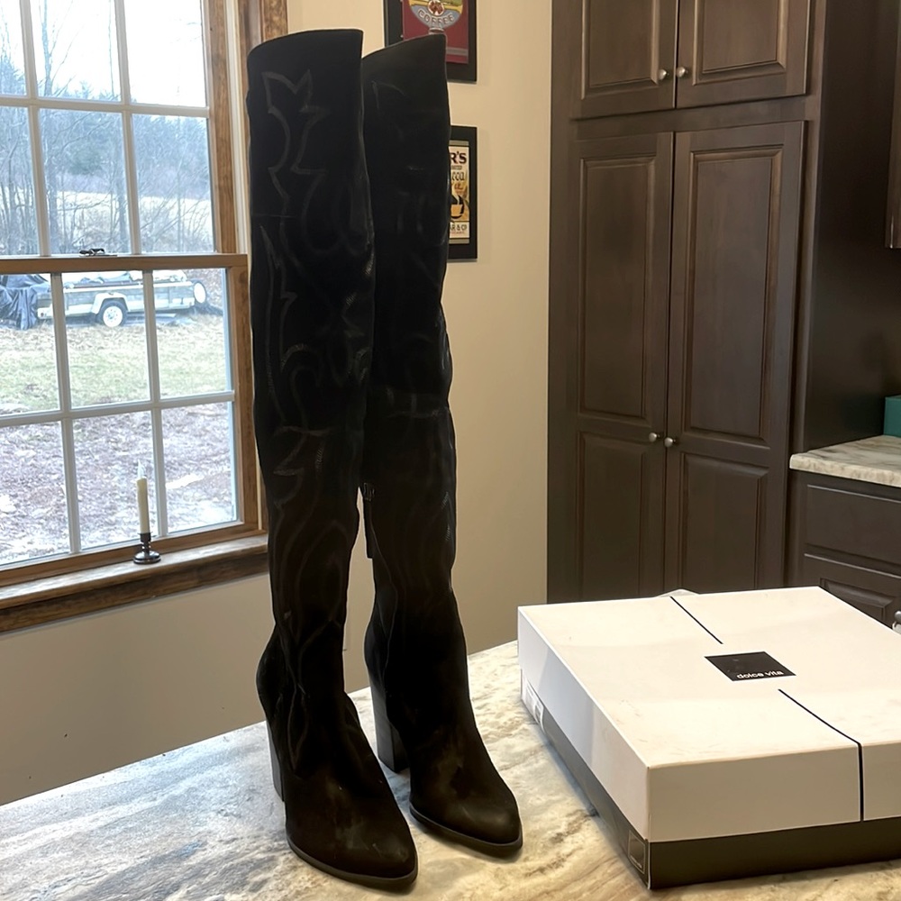 Never worn dolce vita black suede OTK boots.